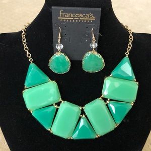 Green necklace and earring set.